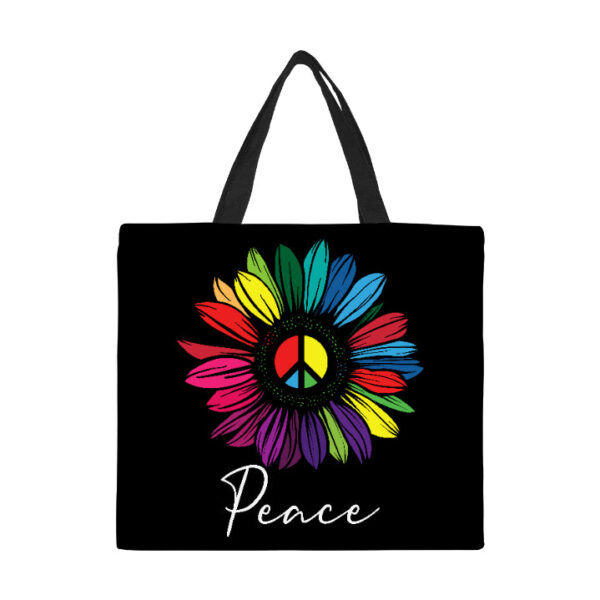 Peace Sunflower Canvas Tote Bag Large - Image 2