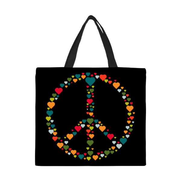 Peace of Hearts Canvas Tote Bag Large - Image 2