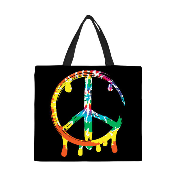 Hippy Peace Sign Canvas Tote Bag/Large - Image 2