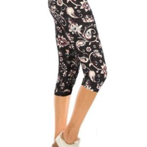 Floral Leafy Print Capri Leggings