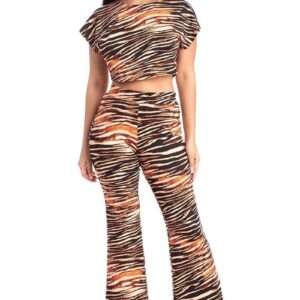 Zebra Print Crop Top And Palazzo Pants Set