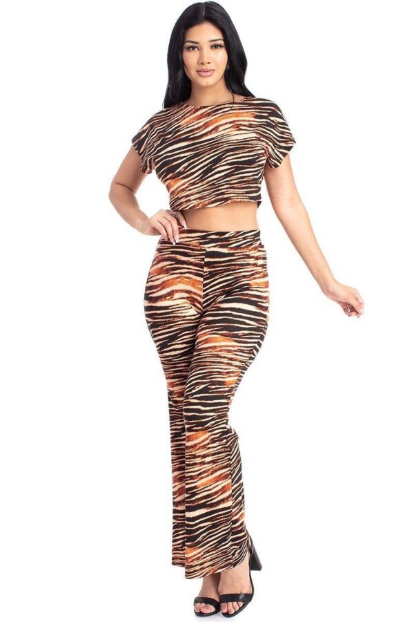 Zebra Print Crop Top And Palazzo Pants Set - Image 4