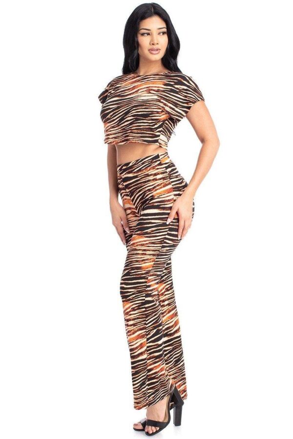Zebra Print Crop Top And Palazzo Pants Set - Image 3