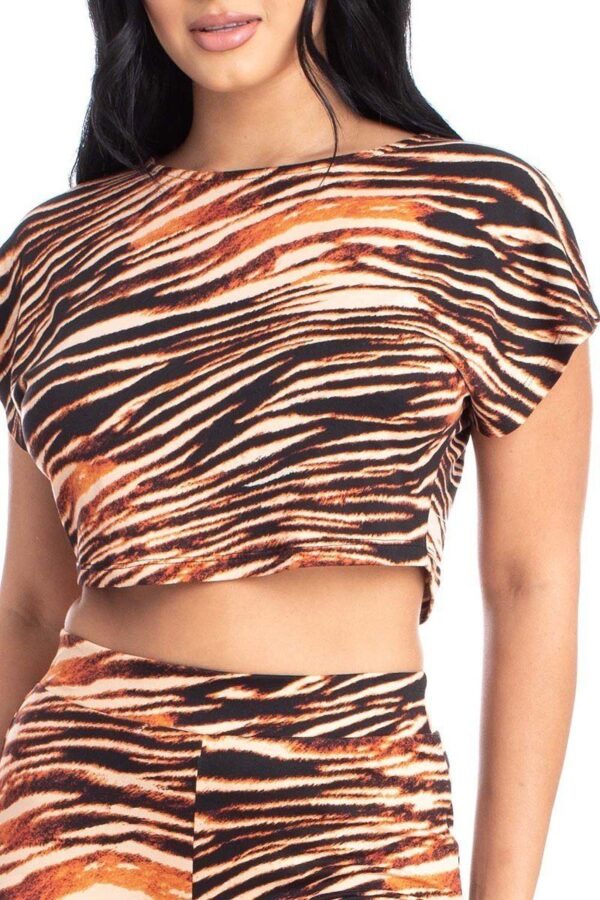 Zebra Print Crop Top And Palazzo Pants Set - Image 5