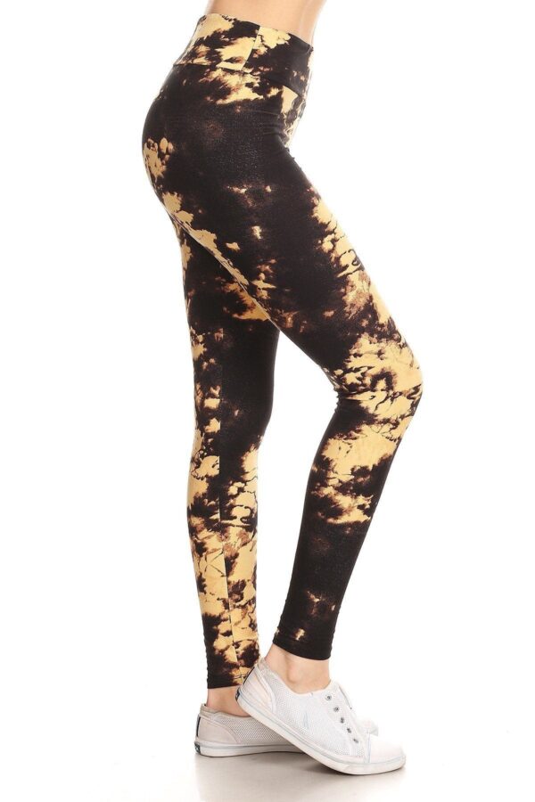 One Size Yoga Style Tie Dye Print Leggings - Image 2