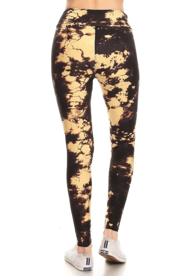 One Size Yoga Style Tie Dye Print Leggings - Image 3