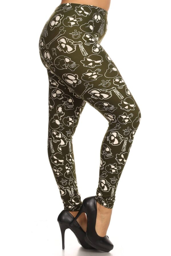 Skulls And Bones Graphic Printed Knit Leggings - Image 2