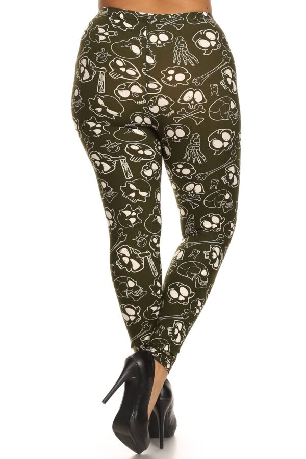 Skulls And Bones Graphic Printed Knit Leggings - Image 4