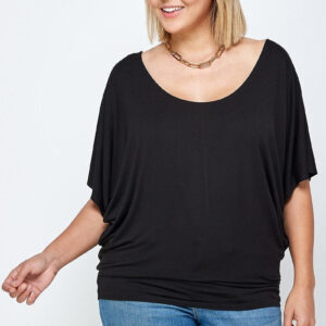 Plus Size Solid Knit Top With A Flowy Silhouette - Black