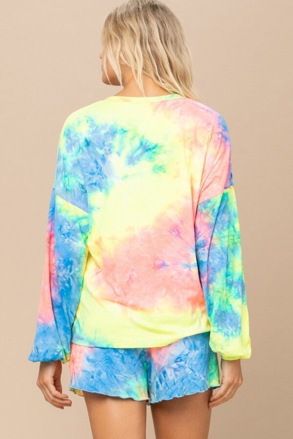Tie-dye Print Knit Top And Shorts Set - Image 2