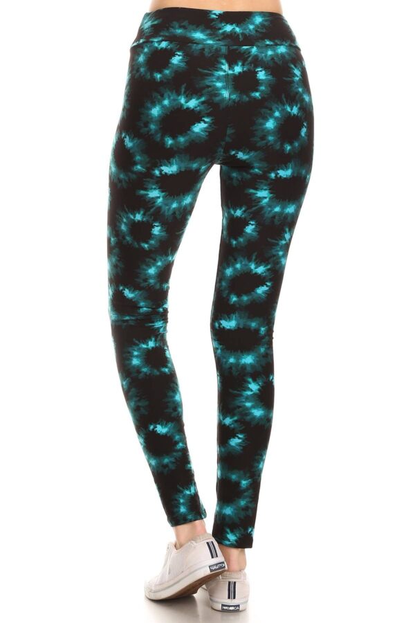 Blue Yoga Style Tie Dye Knit Leggings - Image 3