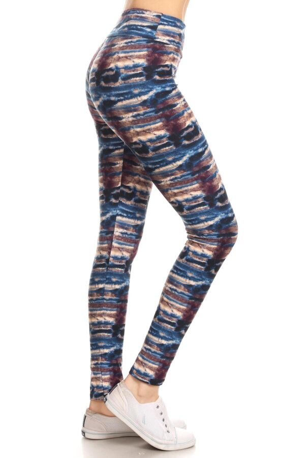 Yoga Style Tie Dye Printed Knit Leggings - Image 2