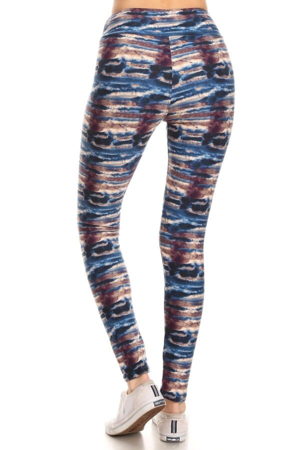 Yoga Style Tie Dye Printed Knit Leggings - Image 4