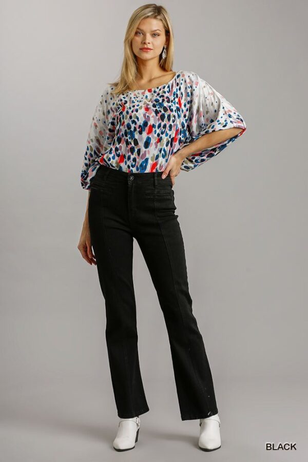 Black Panel Straight Cut Denim Jeans With Pockets