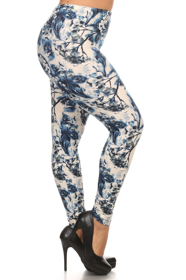 Plus Size Floral Print Full Length Leggings - Image 2