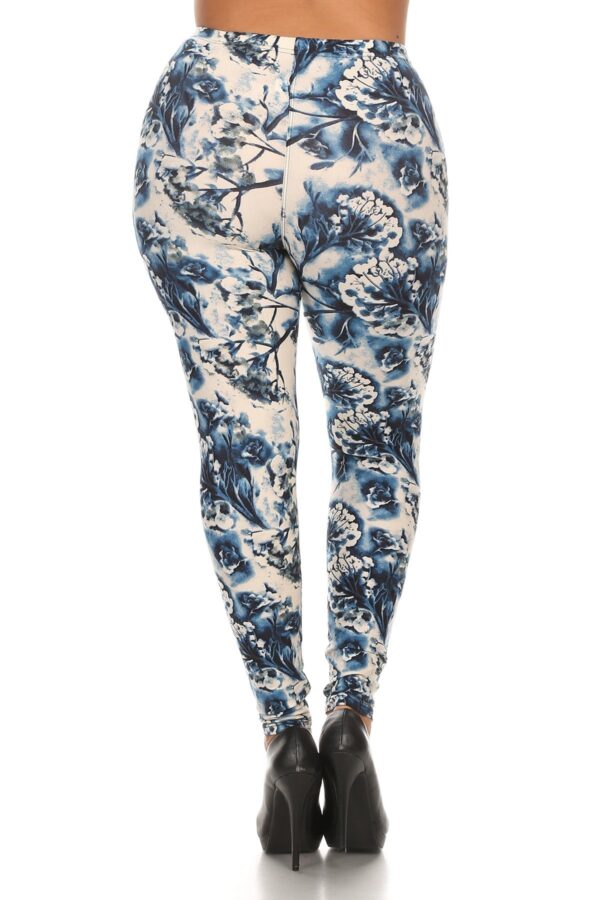 Plus Size Floral Print Full Length Leggings - Image 3