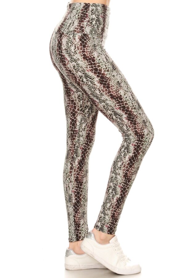 Yoga Style Snakeskin Knit Leggings - Image 2