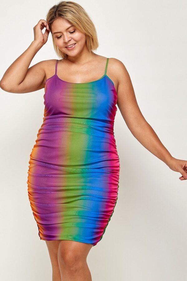 Plus Size Rainbow Ombre Print Cami Dress - Image 4