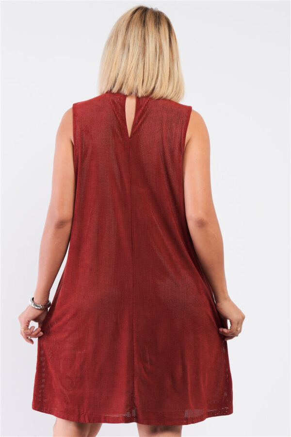 Plus Rust And Nude Illusion High Neck Swing Dress - Image 3