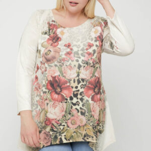 Floral Geometric Tribal Sublimation Print Tunic Top
