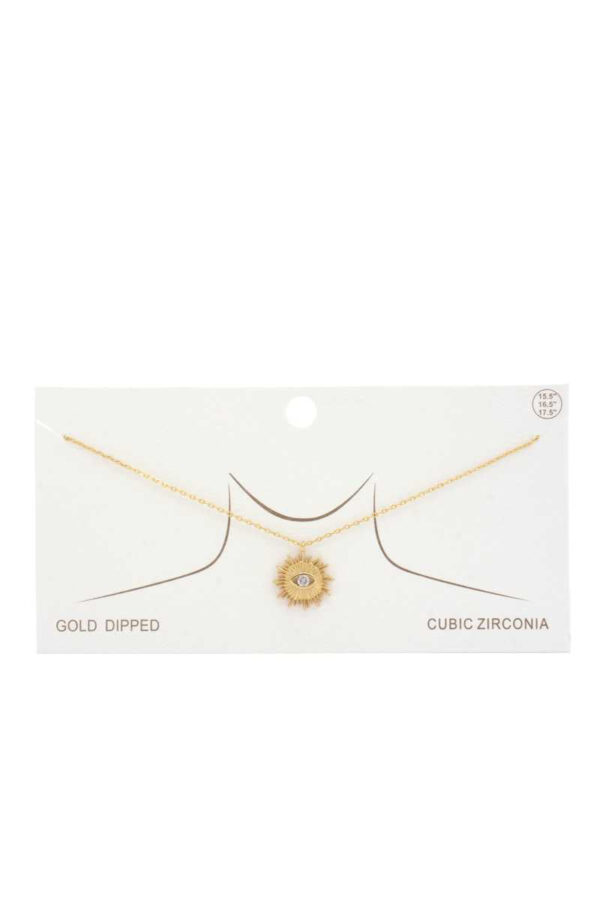 Evil Eye Sun Charm Gold Dipped Necklace - Image 2