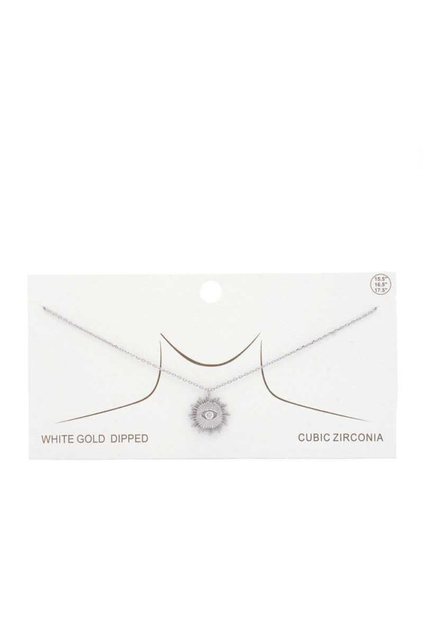 Evil Eye Sun Charm Gold Dipped Necklace - Image 3
