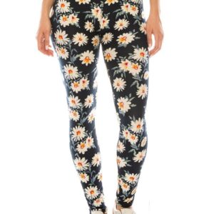 Floral Yoga Style Banded Lined Knit Leggings