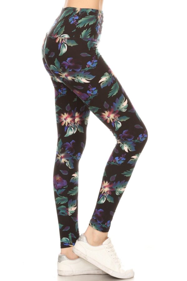 Floral Yoga Style Print Knit Leggings - Image 2