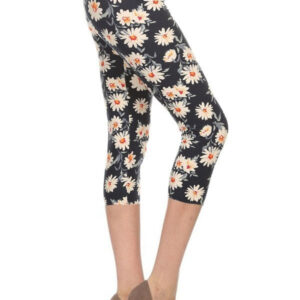 Floral Print Cropped Fitted Capri Leggings