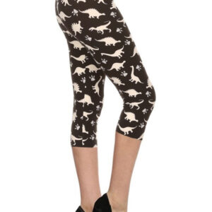 Dinosaur Printed High Waisted Capri Leggings