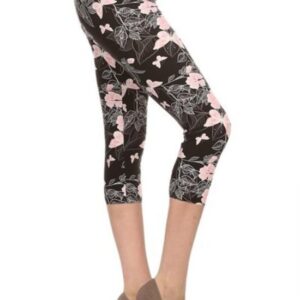 Butterfly Floral Yoga Style Print Knit Leggings