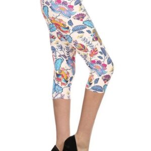 Floral Printed Lined Knit Capri Leggings