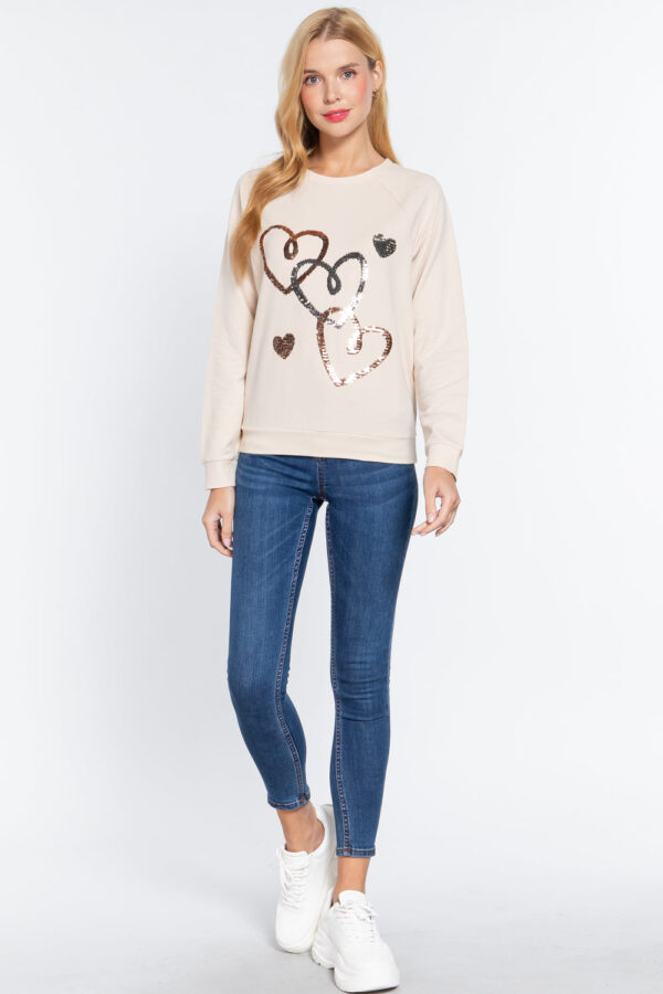 Bone Sequins French Terry Pullover Top - Image 2