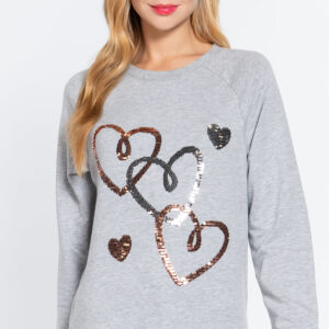 Heather Grey Sequins French Terry Pullover Top