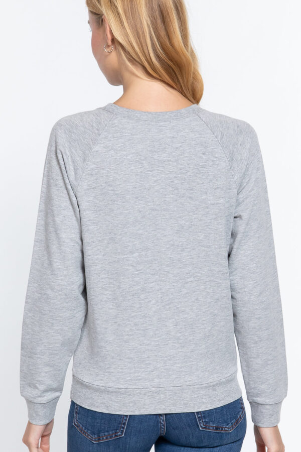 Heather Grey Sequins French Terry Pullover Top - Image 4