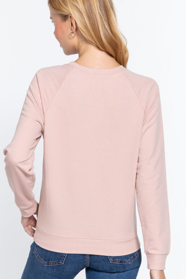 Pale Pink Sequins French Terry Pullover Top - Image 4