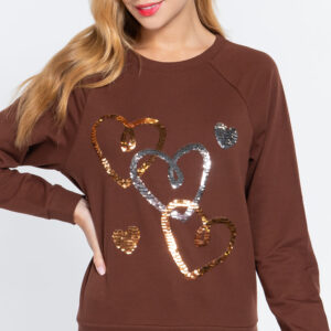 Sepia Sequins French Terry Pullover Top