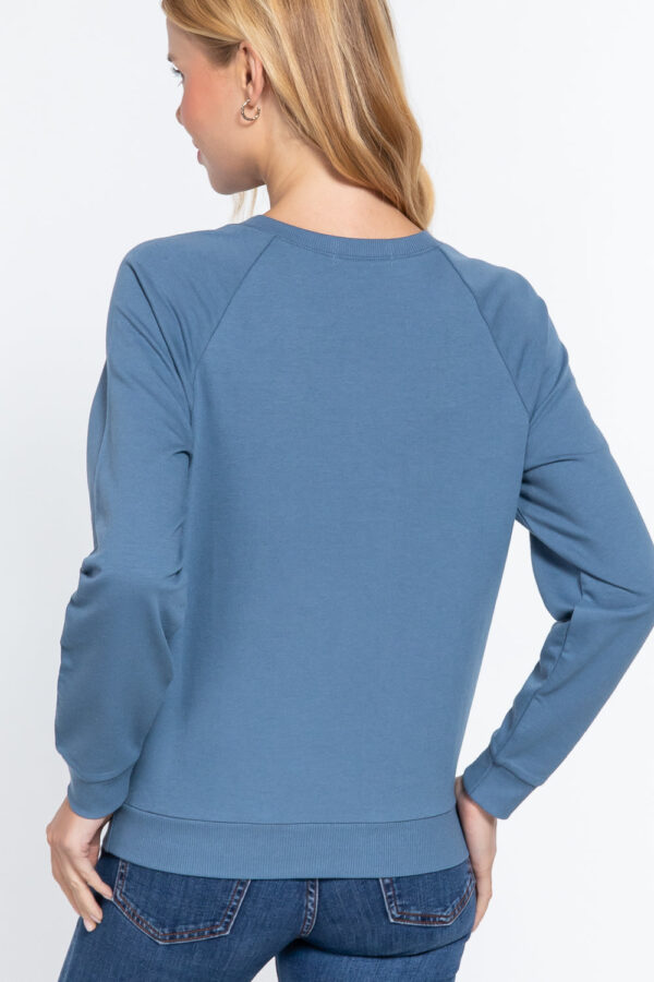 Vintage Blue Sequins French Terry Pullover Top - Image 2