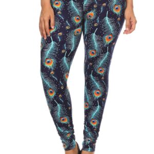 Plus Size Peacock Print Leggings