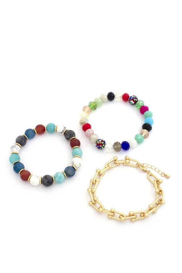 U Link Stone Beaded Bracelet Set. - Image 4