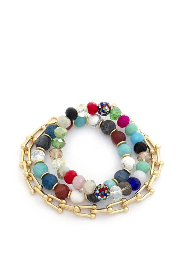 U Link Stone Beaded Bracelet Set. - Image 2