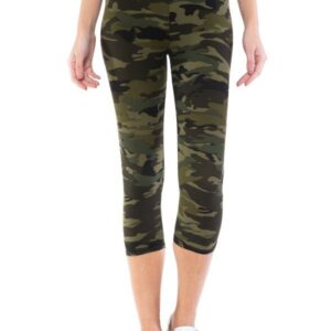 Camo Tie Dye Print Knit Capri Leggings