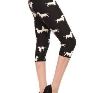 Dog Print High Waist Fitted Capri Leggings