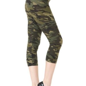 Camo Yoga Style Print Knit Capri Leggings