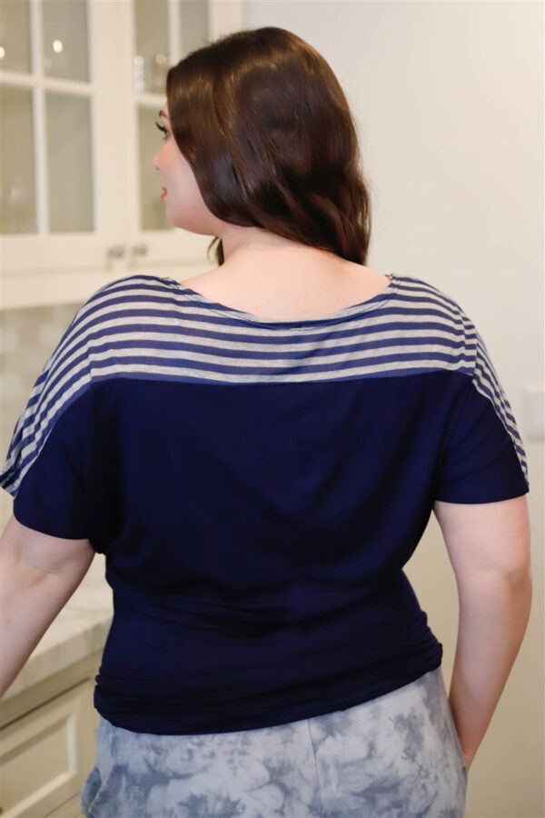 Plus Stripe Short Sleeve Top - Image 3
