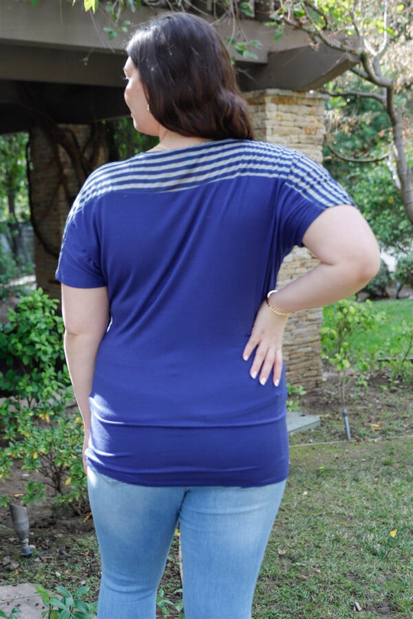 Plus Stripe Short Sleeve Top - Image 3