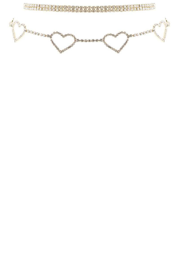 Rhinestone 5 Heart Choker Necklace