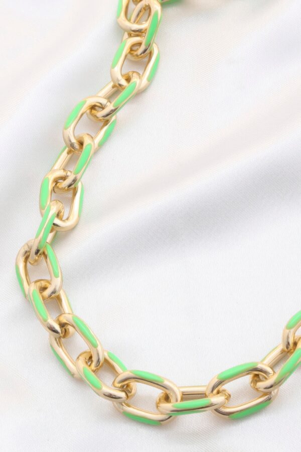 Color Metal Oval Link Necklace - Image 2