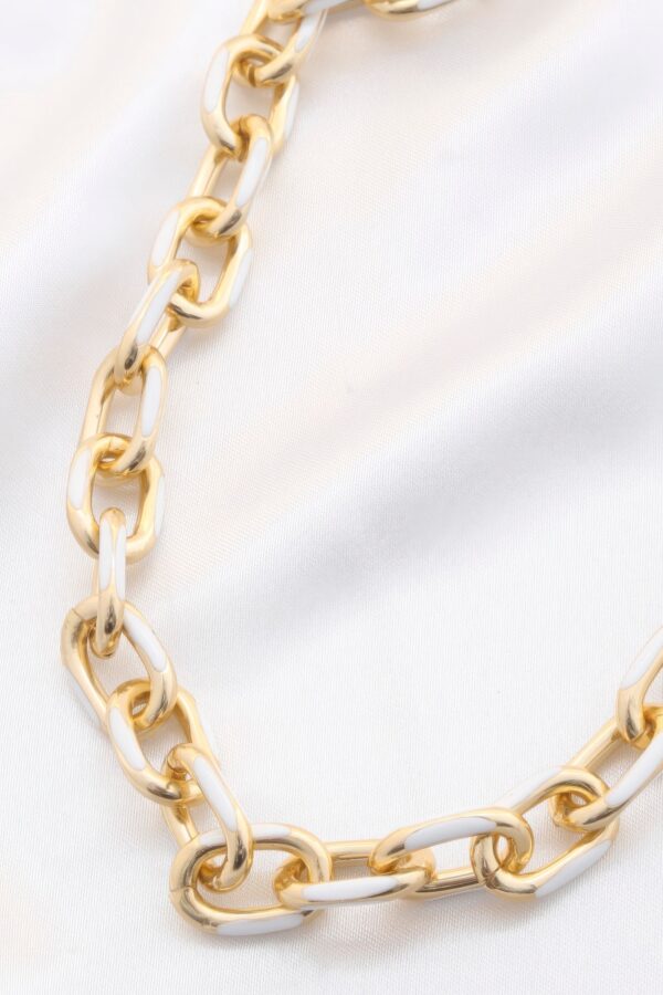 Color Metal Oval Link Necklace - Image 4