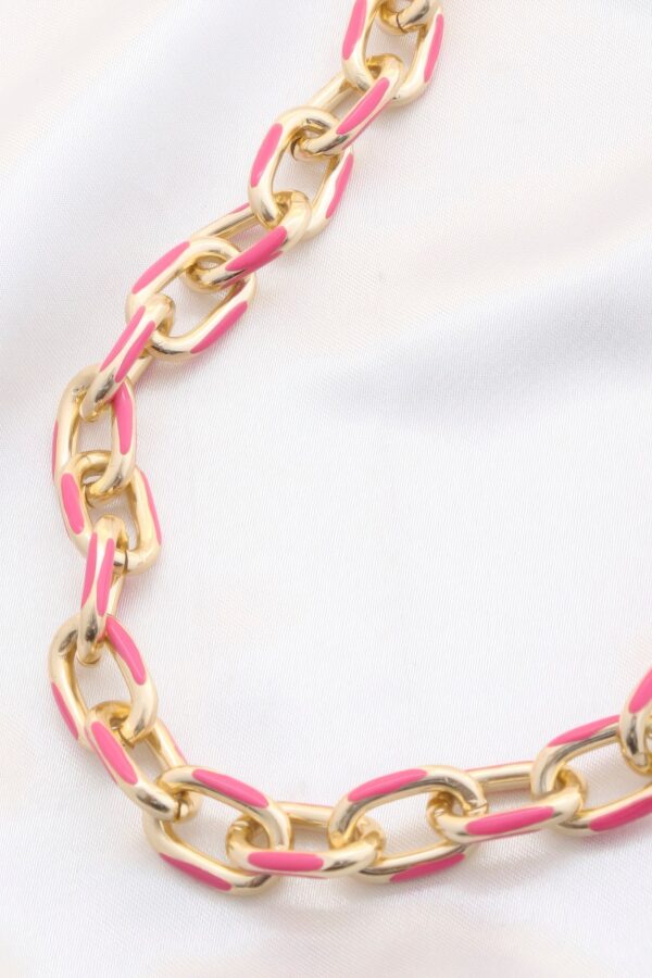Color Metal Oval Link Necklace - Image 5